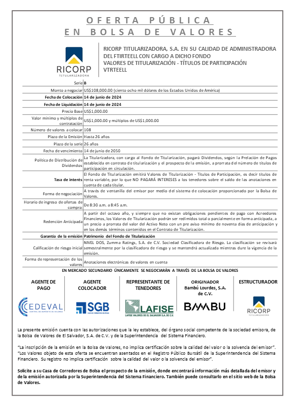 AVISO COLOCACION VTRTEELL S B