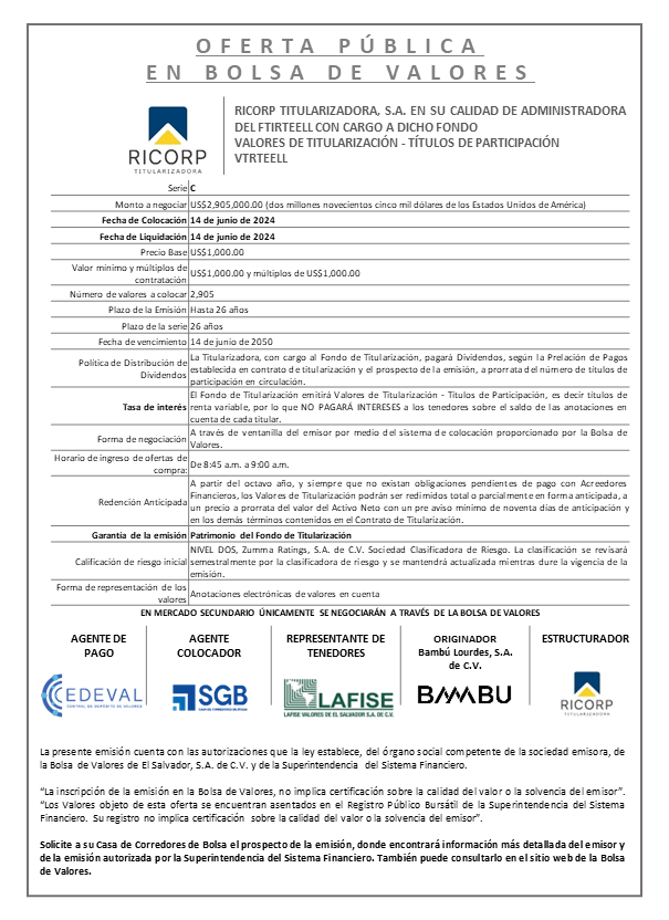 AVISO COLOCACION VTRTEELL S C