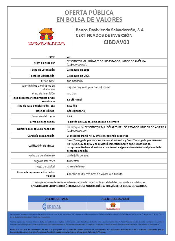 AVISO COLOCACION CIBDAV03 T 23