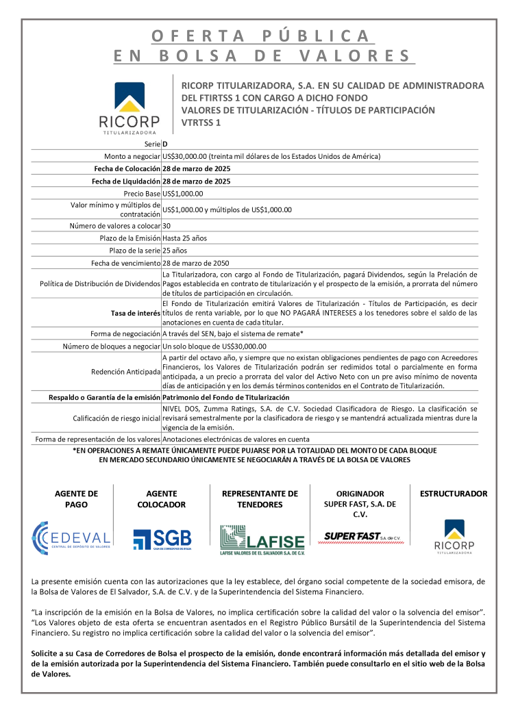 AVISO COLOCACION FTIRTSS1 T D
