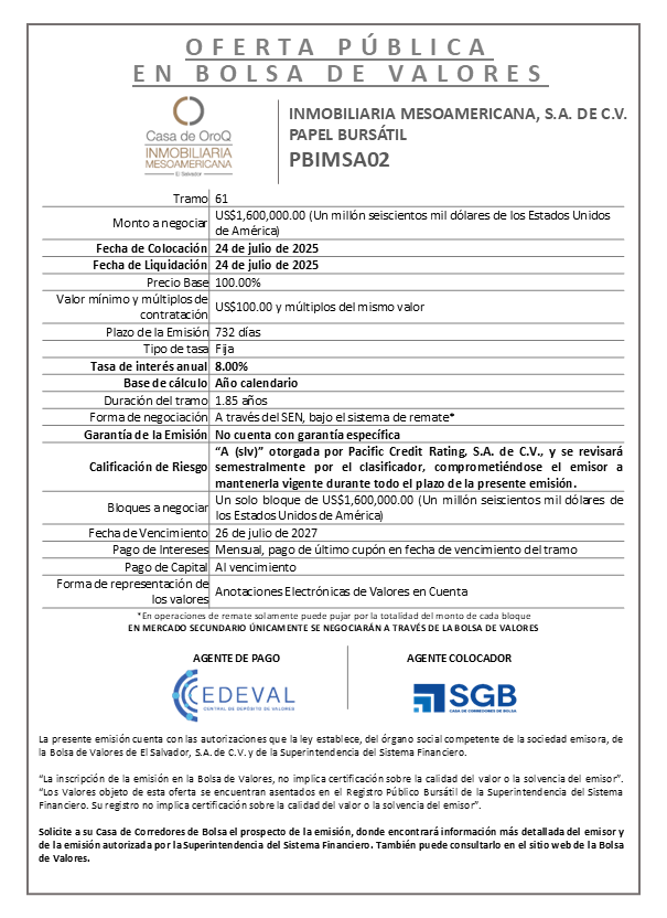 AVISO COLOCACION PBIMSA02 T 61