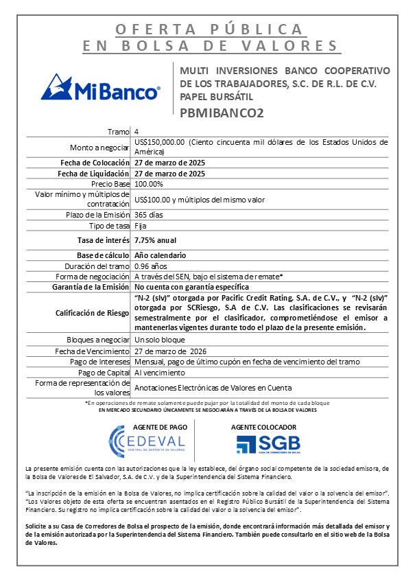 AVISO COLOCACION PBMIBANCO2 T 4