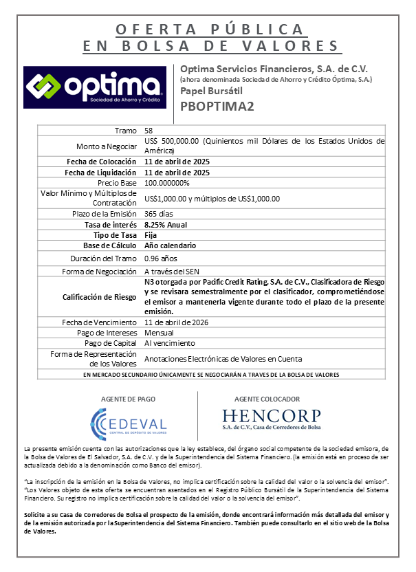 AVISO COLOCACION PBOPTIMA02 T 58