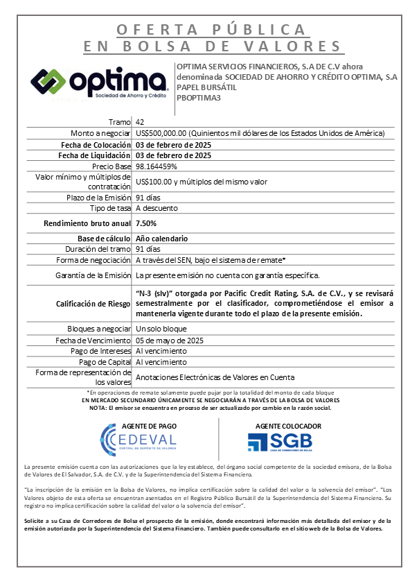 AVISO COLOCACION PBOPTIMA3 T 42