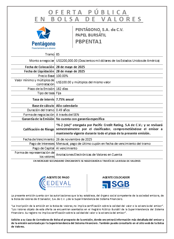 AVISO COLOCACION PBPENTA1 T 85