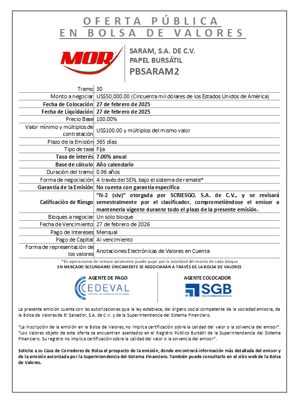 AVISO COLOCACION PBSARAM2 T 30