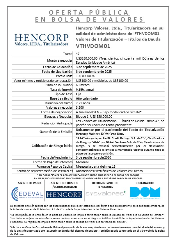 AVISO COLOCACION VTHVDOM01 T 47