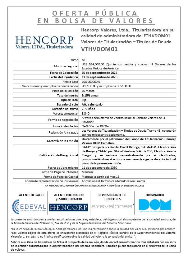 AVISO COLOCACION VTHVDOM01 T 48
