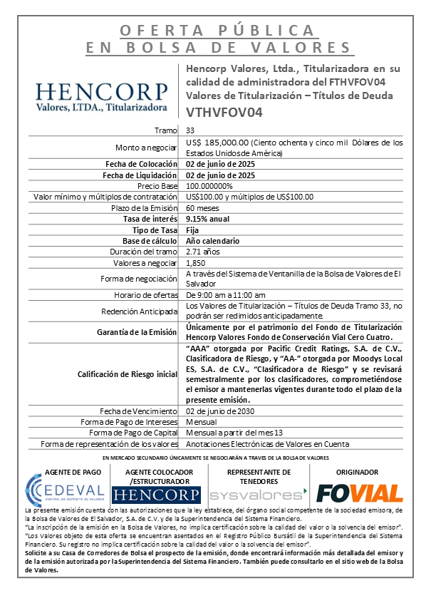AVISO COLOCACION VTHVFOV04 T 33
