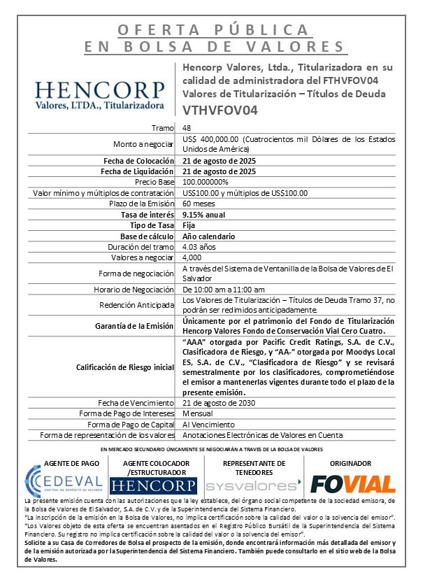 AVISO COLOCACION VTHVFOV04 T 48