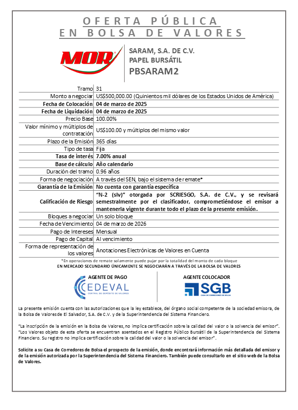AVISO COLOCACION PBSARAM2 T 31