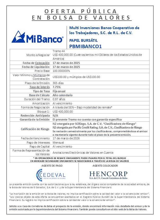 Anuncio Colocacion Tramo 44 PBMIBANCO01