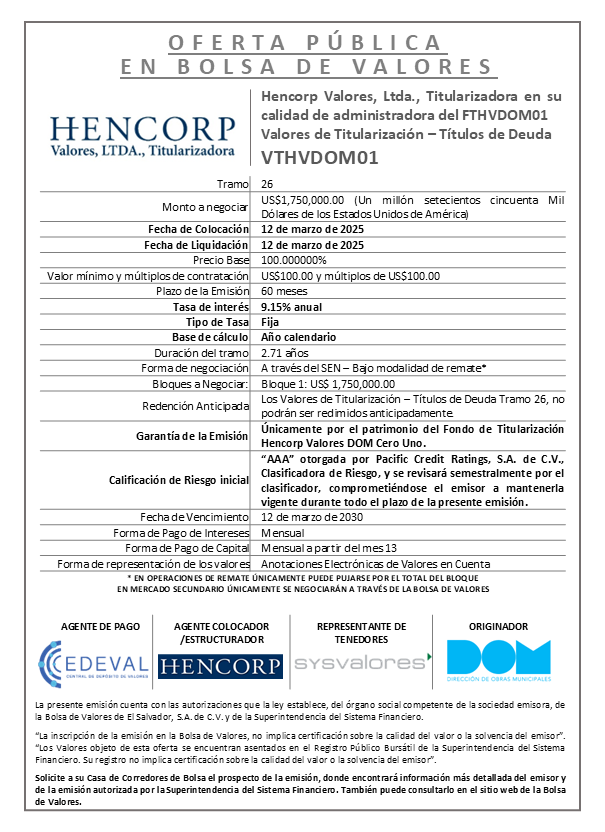 Anuncio Tramo 26 VTHVDOM01