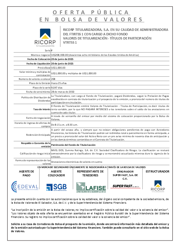 Aviso Serie F FTIRTSS1
