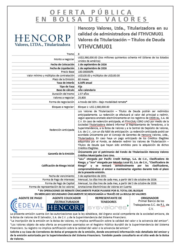 COLOCACION EMISION VTHVCMU01 T 8