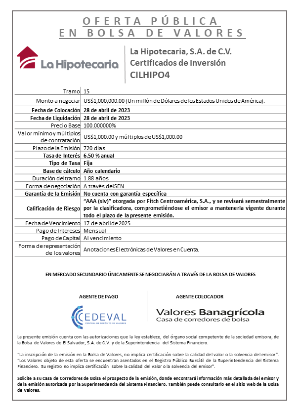 AVISO COLOCACIONCILHIPO4 T 15