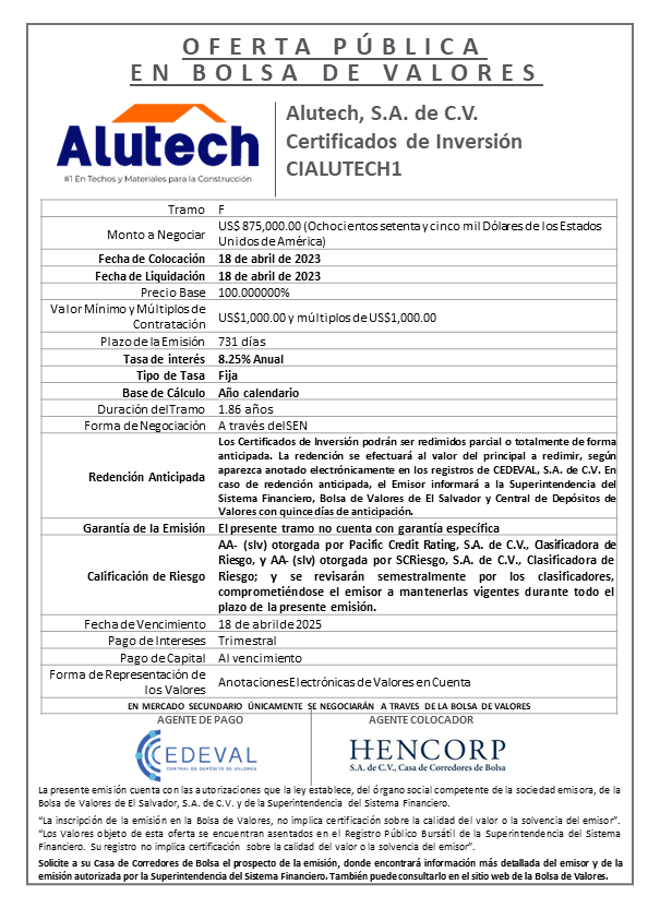 AVISO COLOCACION CIALUTECH1 Tramo F