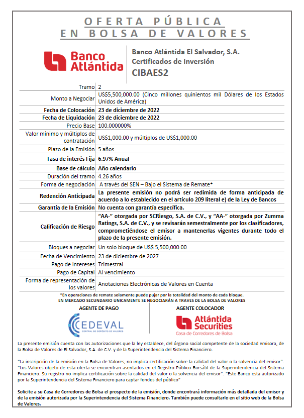 AVISO COLOCACION CIBAES2 T2