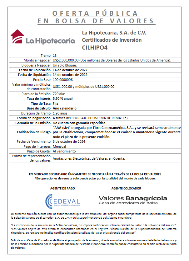 AVISO COLOCACION CILHIPO4 T 13