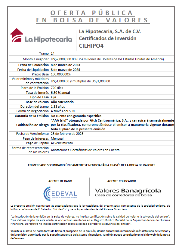 AVISO COLOCACION CILHIPO4 T 14