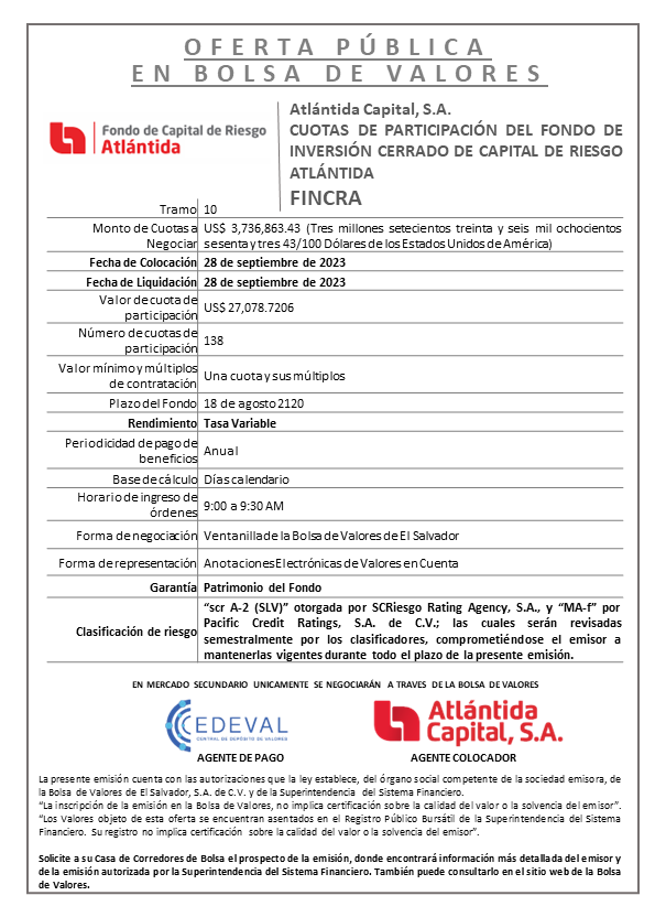 AVISO COLOCACION FINCRA T 10