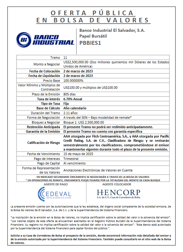 AVISO COLOCACION PBBIES1 T 11