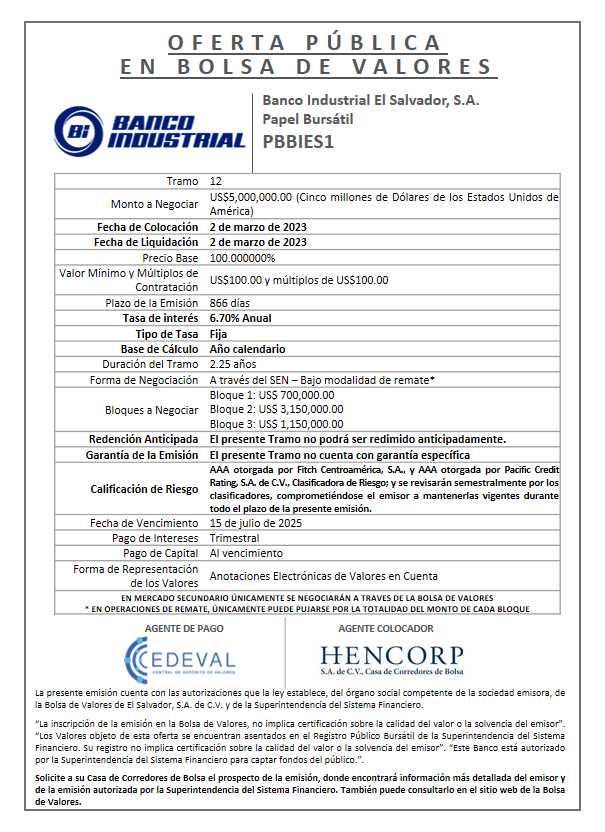 AVISO COLOCACION PBBIES1 T 12