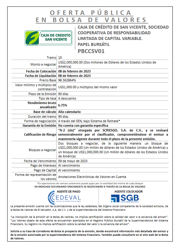 AVISO COLOCACION PBCCSV01 T 10