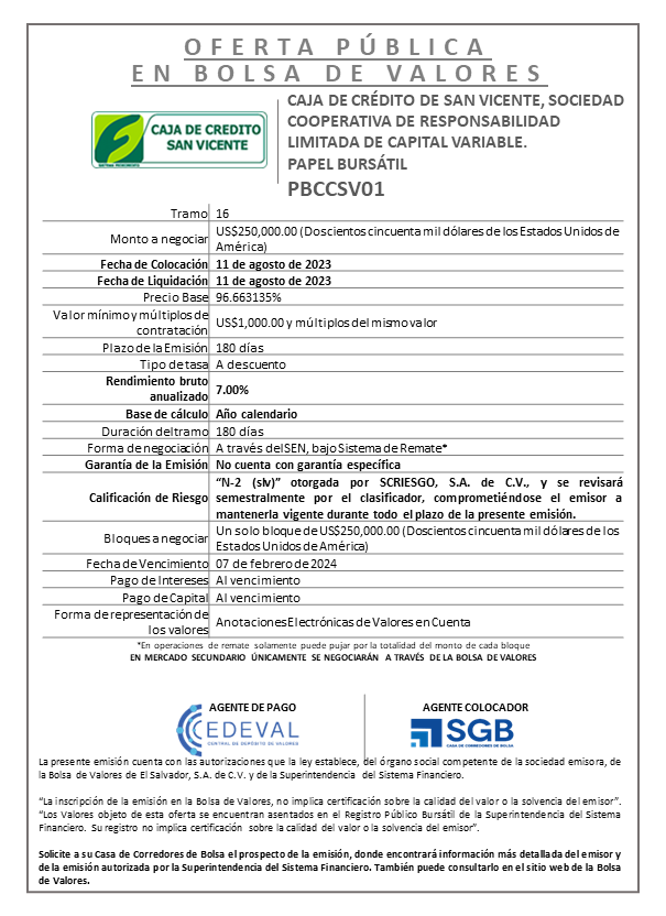 AVISO COLOCACION PBCCSV01 T 16