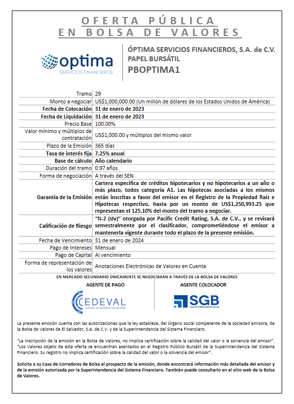 AVISO COLOCACION PBOPTIMA1 T 29