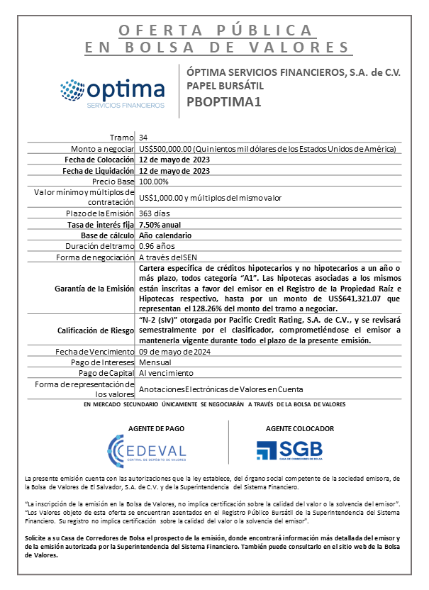 AVISO COLOCACION PBOPTIMA1 T 34