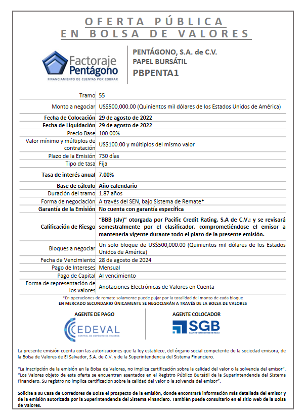 AVISO COLOCACION PBPENTA1 T 55