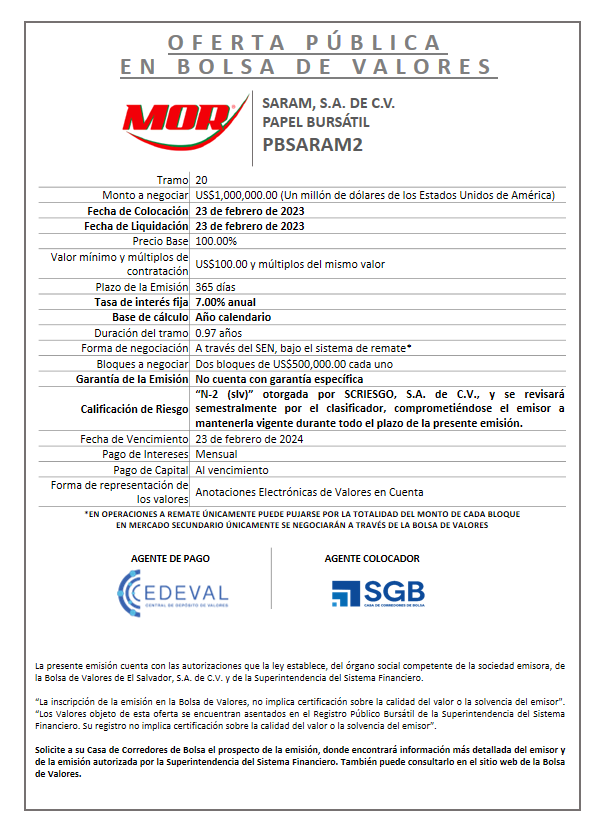 AVISO COLOCACION PBSARAM2 T 20