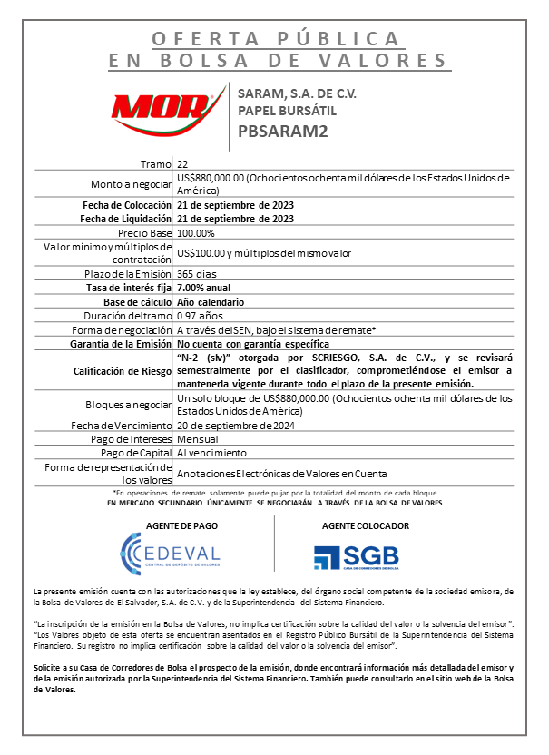 AVISO COLOCACION PBSARAM2 T 22