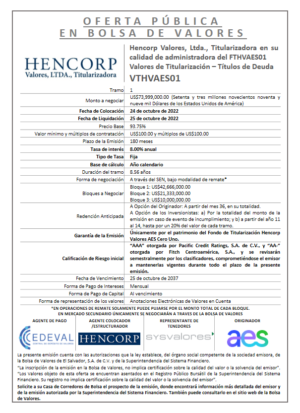 AVISO COLOCACION VTHVAES01 T1