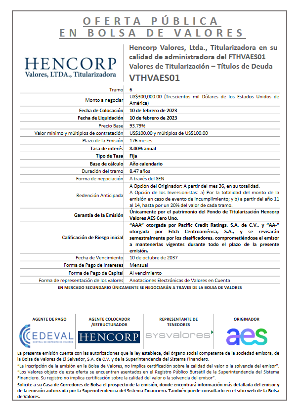 AVISO COLOCACION VTHVAES01 T6