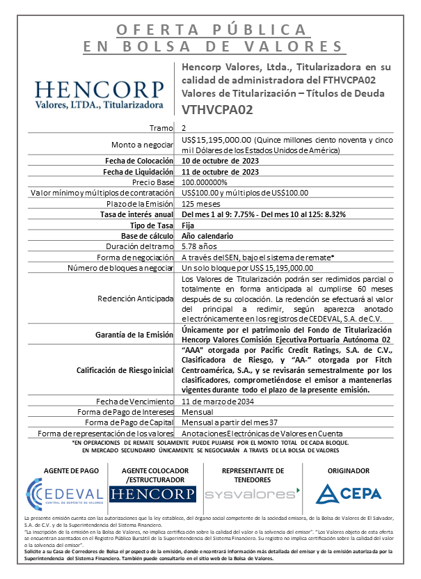 AVISO COLOCACION VTHVCPA02 T 2