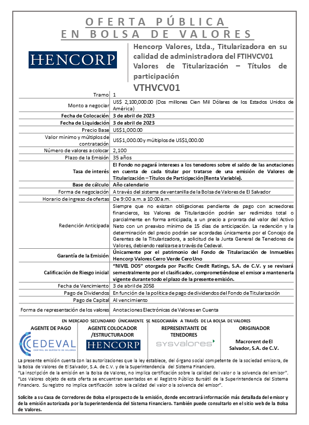 AVISO COLOCACION VTHVCV01 T1