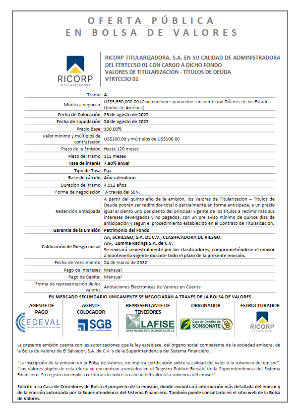 AVISO COLOCACION VTRTCCSO 01 Tramo A